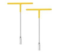 sourcing map 2pcs T-Handle Wrench Socket 10mm 6-Point Metric Socket with Long Reach Chrome Vanadium Steel for Motorcycle Bicycle Car Repair, Silver-Yellow