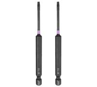 sourcing map 2pcs T10 Torx Head Impact Screwdriver Bits 1/4" Hex Shank 4" (100mm) Long Magnetic No Hole Tamper Proof 6 Point Star Screw Driver Drill Bits Phosphate S2 Steel Power Tools