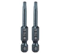 sourcing map 2pcs T15 Torx Screwdriver Bit 1/4" Hex Shank 2" Long S2 Steel Magnetic 6 Point Screw Driver Bits Industrial Grade Tamper Proof Star Drill Bits with Hole Torx Head