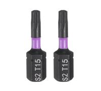 sourcing map 2pcs T15 Torx Screwdriver Bit 1/4" Hex Shank 25mm/1" Length Magnetic Star 6 Point Head Hex Bits S2 Steel Screw Driver Bit Industrial Grade Electric Drill Bits