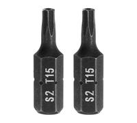 sourcing map 2pcs T15 Torx Screwdriver Bit 1/4" Hex Shank 25mm/1" Length S2 Steel Star 6 Point Head Hex Security Screw Driver Bits with Hole for Impact Electric Screw Driver Power Tools, Black