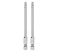sourcing map 2pcs T20 Security Torx Bit 1/4" Hex Shank 4" Long S2 Steel Magnetic Tamper Resistant Star Bits Screwdriver Torx Head with Hole for Driver Drill Bits Remove Fastening Screws