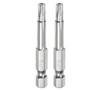 sourcing map 2pcs T25 Security Torx Bit 1/4" Hex Shank 2" Long S2 Steel Magnetic Tamper Resistant Star Bits Screwdriver Torx Head with Hole for Driver Drill Bits Remove Fastening Screws