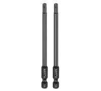 sourcing map 2pcs T25 Security Torx Head Screwdriver Bit 1/4" Hex Shank 4" (100mm) Long Magnetic Tamper Proof 6 Point Star Screw Driver Drill Bit S3 Steel Mirror Polished Power Tool with Hole