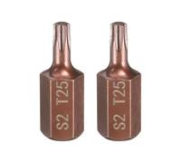 sourcing map 2pcs T25 Torx Screwdriver Bit 10mm Hex Shank 30mm Length S2 Steel Security Tamper Proof 6 Point Head Hex Screw Driver Bits