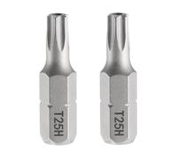 sourcing map 2pcs T25H Torx Screwdriver Bit 1/4" Hex Shank 25mm/1" Length Magnetic Star 6 Point Head S2 Steel Screw Driver Bit with Hole