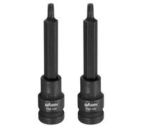 sourcing map 2pcs T30 Torx Bit Socket 100mm/3.94" Length 1/2" Square Drive Star 6 Point Extension Impact Bit Power Nut Driver Set S2 Steel Socket Ratchet Wrench Bits, Black