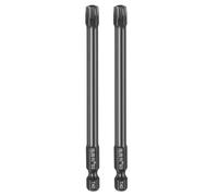 sourcing map 2pcs T40 Security Torx Head Screwdriver Bit 1/4" Hex Shank 4" (100mm) Long Magnetic Tamper Proof 6 Point Star Screw Driver Drill Bit S3 Steel Mirror Polished Power Tool with Hole
