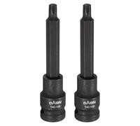 sourcing map 2pcs T40 Torx Bit Socket 100mm/3.94" Length 1/2" Square Drive Star 6 Point Extension Impact Bit Power Nut Driver Set S2 Steel Socket Ratchet Wrench Bits, Black