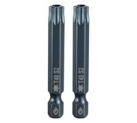 sourcing map 2pcs T40 Torx Screwdriver Bit 1/4" Hex Shank 2" Long S2 Steel Magnetic 6 Point Screw Driver Bits Industrial Grade Tamper Proof Star Drill Bits with Hole Torx Head
