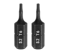 sourcing map 2pcs T6 Torx Screwdriver Bit 1/4" Hex Shank 25mm/1" Length S2 Steel Star 6 Point Head Hex Security Screw Driver Bits with Hole for Impact Electric Screw Driver Power Tools, Black