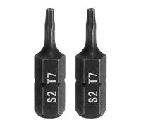 sourcing map 2pcs T7 Torx Screwdriver Bit 1/4" Hex Shank 25mm/1" Length S2 Steel Star 6 Point Head Hex Security Screw Driver Bits with Hole for Impact Electric Screw Driver Power Tools, Black
