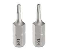 sourcing map 2pcs T8H Torx Screwdriver Bit 1/4" Hex Shank 25mm/1" Length Magnetic Star 6 Point Head S2 Steel Screw Driver Bit with Hole