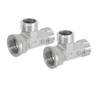sourcing map 2pcs Tee Pipe Fitting G1/2" Female x G1/2" Male x G1/2" Male Stainless Steel 304 Tee Pipe 2.1" Length Cast Pipe Fittings Swivel Garden Hose Adapter for Water Oil Gas, Silver