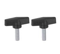 sourcing map 2pcs Tee Wing Knobs M10 x 25mm Metric Male Threaded Stud 55mm T Head Plastic Knob Handles Thumb Screws Hand Clamping Tightening Knob Grip Thumbscrew, Black