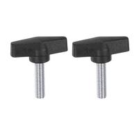 sourcing map 2pcs Tee Wing Knobs M10 x 30mm Metric Male Threaded Stud 55mm T Head Plastic Knob Handles Thumb Screws Hand Clamping Tightening Knob Grip Thumbscrew, Black