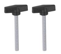 sourcing map 2pcs Tee Wing Knobs M10 x 70mm Metric Male Threaded Stud 55mm T Head Plastic Knob Handles Thumb Screws Hand Clamping Tightening Knob Grip Thumbscrew, Black