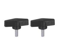 sourcing map 2pcs Tee Wing Knobs M8 x 20mm Metric Male Threaded Stud 55mm T Head Plastic Knob Handles Thumb Screws Hand Clamping Tightening Knob Grip Thumbscrew, Black