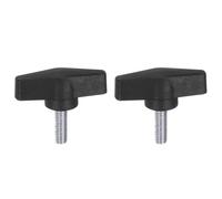 sourcing map 2pcs Tee Wing Knobs M8 x 25mm Metric Male Threaded Stud 55mm T Head Plastic Knob Handles Thumb Screws Hand Clamping Tightening Knob Grip Thumbscrew, Black