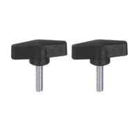 sourcing map 2pcs Tee Wing Knobs M8 x 30mm Metric Male Threaded Stud 55mm T Head Plastic Knob Handles Thumb Screws Hand Clamping Tightening Knob Grip Thumbscrew, Black