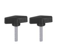 sourcing map 2pcs Tee Wing Knobs M8 x 40mm Metric Male Threaded Stud 55mm T Head Plastic Knob Handles Thumb Screws Hand Clamping Tightening Knob Grip Thumbscrew, Black