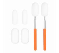 sourcing map 2Pcs Telescoping Sponge Stick for Pottery, 27 Inch Length Detachable Pottery Sponges Tools with 6 Detachable Heads for Clay Shaping & Clean Up Excess Water, Orange/White