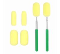 sourcing map 2Pcs Telescoping Sponge Stick for Pottery, 27 Inch Length Detachable Pottery Sponges Tools with 6 Detachable Heads for Clay Shaping & Clean Up Excess Water, Green/Yellow