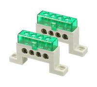 sourcing map 2Pcs Terminal Ground Bar, 4 Positions Screw Brass Terminal Bus Bar, 7x11mm Ground Block for Electrical Equipment, Distribution Box, Green