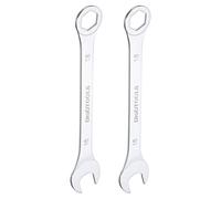 sourcing map 2Pcs Thin Combination Wrench Metric 18mm 6-Point Ended Box 15 Degree Offset Open End CR-V Chromes Plated Steel, Silver