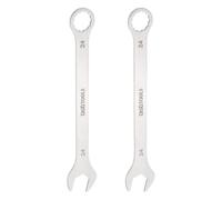 sourcing map 2pcs Thin Combination Wrench Metric 24mm Torx Ended Box 15 Degree Offset Open End Stainless Steel, Silver Tone