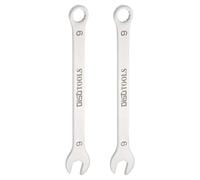 sourcing map 2pcs Thin Combination Wrench Metric 9mm Torx Ended Box 15 Degree Offset Open End Stainless Steel, Silver Tone