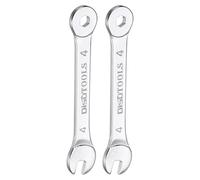 sourcing map 2Pcs Thin Combination Wrench Metrics 4mm 6-Point Ended Box 15 Degree Offset Open End CR-V Chrome Plated Steel, Silver