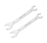 sourcing map 2pcs Thin Open End Wrench 17mm x 19mm Metric Sandblasting Plated 3cr13 Stainless Steel, Double Ended Slim Spanner for Household Maintenance and General Repairs