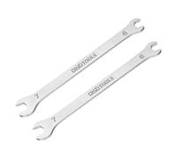 sourcing map 2pcs Thin Open End Wrench 6mm x 7mm Metric Sandblasting Plated 3cr13 Stainless Steel, Double Ended Slim Spanner for Household Maintenance and General Repairs