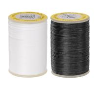 sourcing map 2pcs Thread for Sewing Upholstery Thread 328 Yards 300m Waxed Polyester Thread Wear-Resistant Anti-Stretch Embroidery Cord String Cotton Thread for Quilting Leather, White & Black