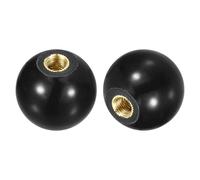 sourcing map 2Pcs Threaded Ball Knobs, M5 Female Thread Thermoset Ball Knob 20mm Dia Round Operation Handles with Copper Insert for Machine Lever Handle, Black