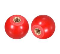 sourcing map 2Pcs Threaded Ball Knobs, M5 Female Thread Thermoset Ball Knob 20mm Dia Round Operation Handles with Copper Insert for Machine Lever Handle, Red