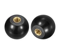 sourcing map 2Pcs Threaded Ball Knobs, M5 Female Thread Thermoset Ball Knob 25mm Dia Round Operation Handles with Copper Insert for Machine Lever Handle, Black