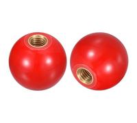 sourcing map 2Pcs Threaded Ball Knobs, M8 Female Thread Thermoset Ball Knob 25mm Dia Round Operation Handles with Copper Insert for Machine Lever Handle, Red