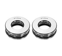 sourcing map 2Pcs Thrust Ball Bearings, 20mm Bore 40mm OD 14mm Thick 51204 Single Row Roller, Chrome Steel Axial Ball Bearing, ABEC5