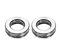 sourcing map 2Pcs Thrust Ball Bearings, 30mm Bore 52mm OD 16mm Thick 51206 Single Row Roller, Chrome Steel Axial Ball Bearing, ABEC5