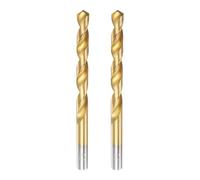 sourcing map 2pcs Titanium Twist Drill Bit 21/64" Drilling Dia High Speed Steel Drills for Hardened Metal, Stainless Steel, Cast Iron, Wood, Plastic