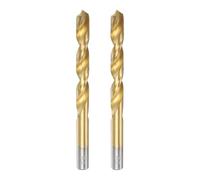 sourcing map 2pcs Titanium Twist Drill Bit 3/8" Drilling Dia High Speed Steel Drills for Hardened Metal, Stainless Steel, Cast Iron, Wood, Plastic