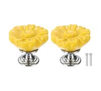 sourcing map 2pcs Toilet Button Pusher, Toilet Tank Button, Crystal Toilet Flush Button Helper Pusher for Women Long Nail Yellow