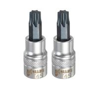 sourcing map 2Pcs Torx Bit Socket 3/8" Drive T45 S2 Steel Star Head Screwdriver Drill Bits CR-V Steel Socket Adapter for Home Auto Axle Hex Nuts Bolts Repair
