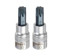 sourcing map 2Pcs Torx Bit Socket 3/8" Drive T50 S2 Steel Star Head Screwdriver Drill Bits CR-V Steel Socket Adapter for Home Auto Axle Hex Nuts Bolts Repair