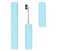 sourcing map 2Pcs Travel Toothbrush Case, 7.9x1.2x1.2" Portable Travel Toothbrush Holder with Stripe, Plastic Toothpaste Container for Bathroom, Gym, Business Trip, Camping, Blue