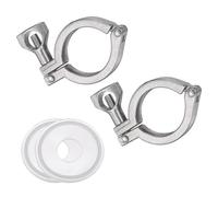 sourcing map 2Pcs Tri-Clamps, 19mm 304 Stainless Steel Single Pin Heavy Duty Tri-Clamps with Wing Nut and Silicone Gaskets for Ferrule TC