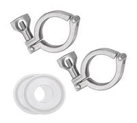 sourcing map 2Pcs Tri-Clamps, 25mm 304 Stainless Steel Single Pin Heavy Duty Tri-Clamps with Wing Nut and Silicone Gaskets for Ferrule TC