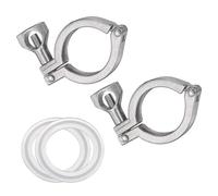 sourcing map 2Pcs Tri-Clamps, 38mm 304 Stainless Steel Single Pin Heavy Duty Tri-Clamps with Wing Nut and Silicone Gaskets for Ferrule TC